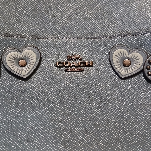 Coach Robin’s Egg Blue Crossbody w/ Heart Appliqué – Gunmetal HW – NWOT - Picture 2 of 11
